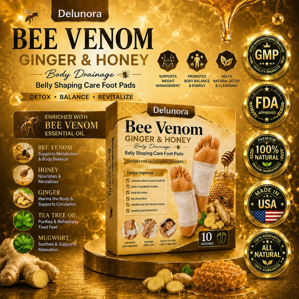Delunora® Bee Venom Ginger & Honey Foot Pads 👣 Body Drainage · Daily Comfort · Gentle Foot Care
